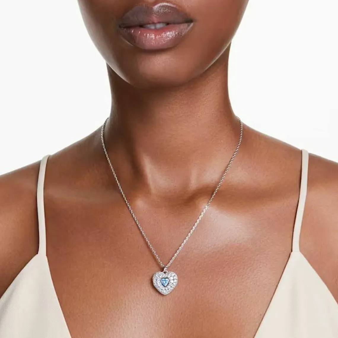 Swarovski Bijoux Collier Femme Swarovski Hyperbola Heart - 5680403 bleu,argent | Femme Collier Et Pendentif