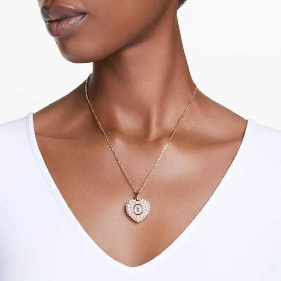 Swarovski Bijoux Collier Femme Swarovski Hyperbola Heart - 5680399 doré | Femme Collier Et Pendentif