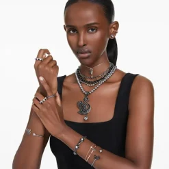 Swarovski Bijoux Collier Femme Swarovski Swan - 5678045 noir,doré rose | Femme Collier Et Pendentif