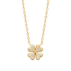 Maison de la Bijouterie Collier femme trèfle 4 feuilles oxyde plaqué or UW3W5645 | Femme Collier Et Pendentif
