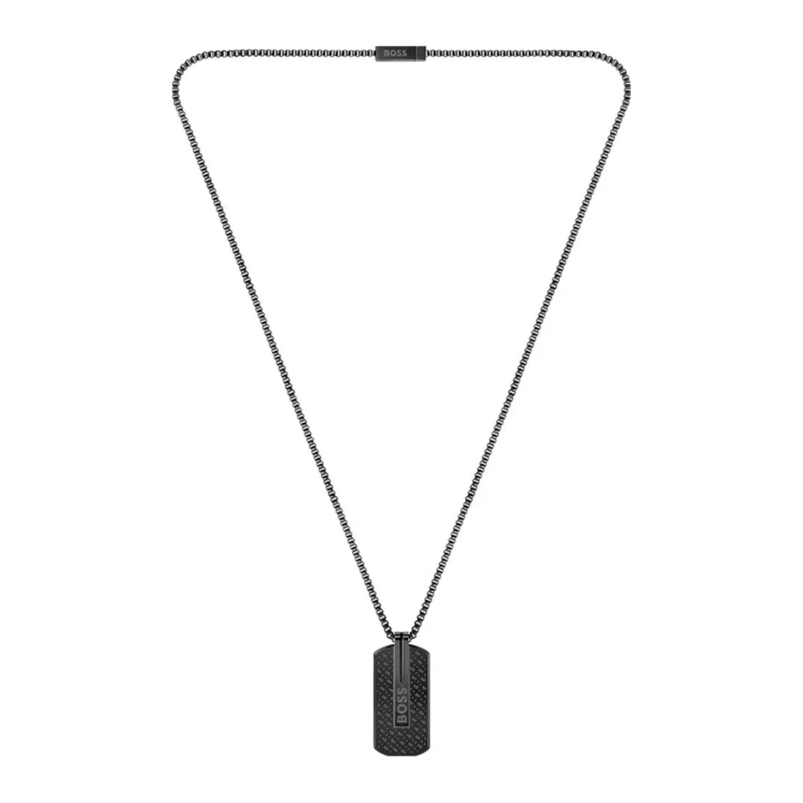 Boss Bijoux Collier Homme en Acier Noir | Homme Colliers Et Pendentifs