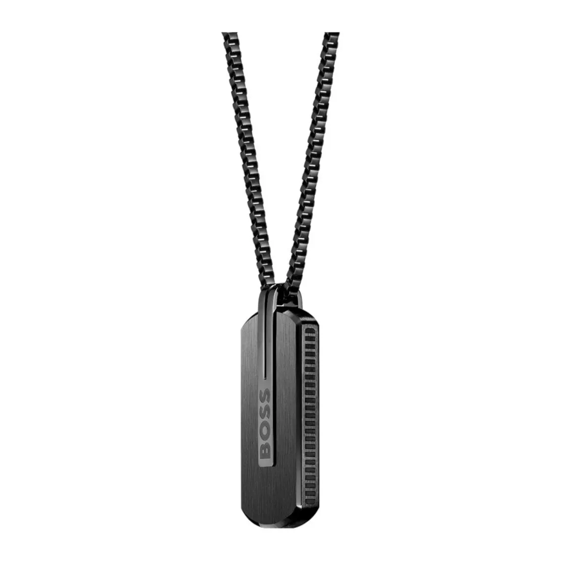 Boss Bijoux Collier Homme en Acier Noir | Homme Colliers Et Pendentifs