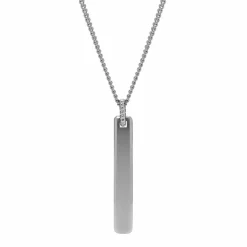 Fossil Bijoux Collier Homme Engravable - JF03988040 Acier Argent | Homme Colliers Et Pendentifs