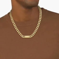 Lacoste Collier Homme Backhand - 2040434 Acier Doré | Homme Colliers Et Pendentifs