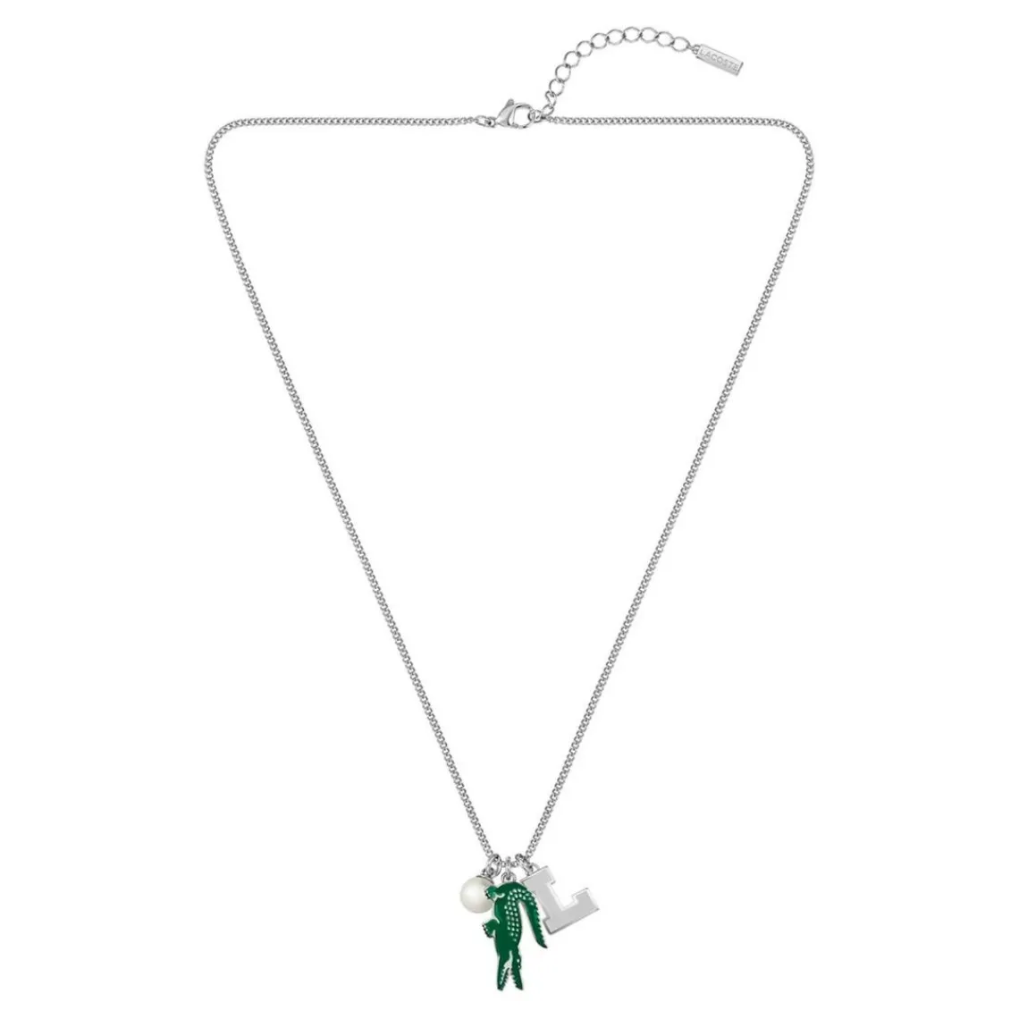 Lacoste Collier Homme Umpire - 2040453 Acier Argent, Vert | Homme Colliers Et Pendentifs