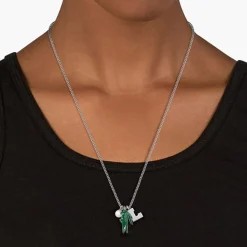 Lacoste Collier Homme Umpire - 2040453 Acier Argent, Vert | Homme Colliers Et Pendentifs