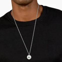 Lacoste Collier Homme Vigor - 2040447 Acier Argent, Marron | Homme Colliers Et Pendentifs