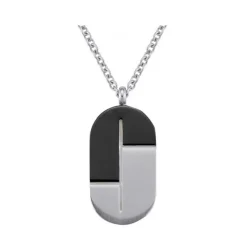 Jourdan Collier JOTUN UN019H - Collier En Acier Bicolore Noir Homme | Homme Colliers Et Pendentifs