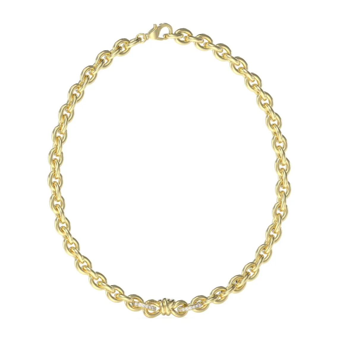 Guess Bijoux Collier Modern Love Acier Doré Et Nœud Central 45,72 cm | Femme Collier Et Pendentif
