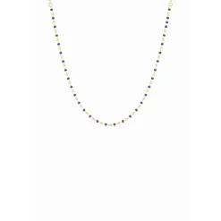 Clyda Bijoux Collier Naturelle Acier Doré 1 Rang Et Perles Miyuki Bleues Marines | Femme Collier Et Pendentif