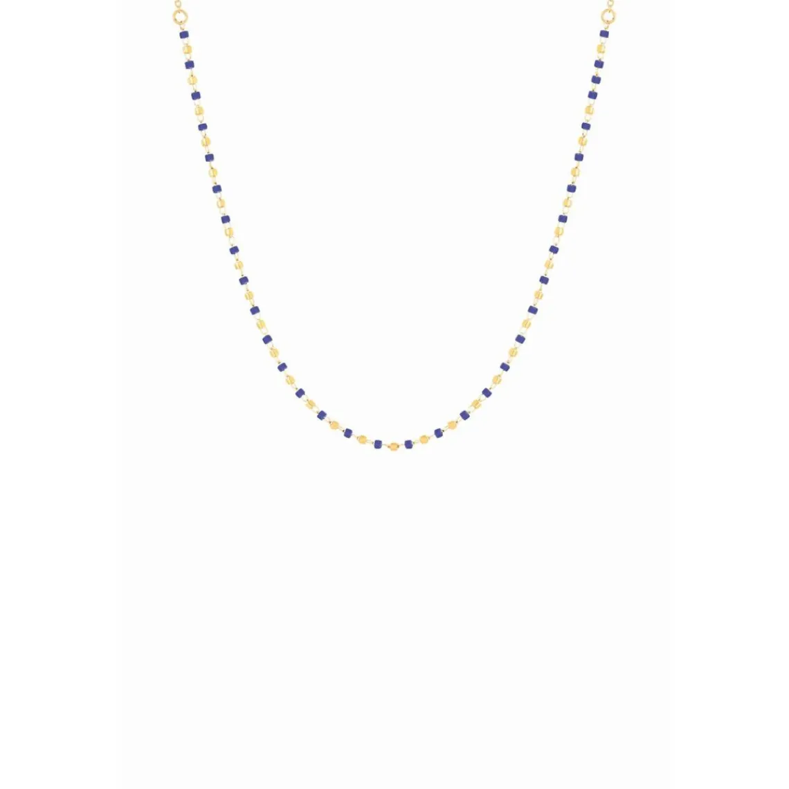 Clyda Bijoux Collier Naturelle Acier Doré 1 Rang Et Perles Miyuki Bleues Marines | Femme Collier Et Pendentif