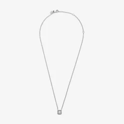 Pandora Collier Timeless Halo Scintillant Carré | Femme Collier Et Pendentif