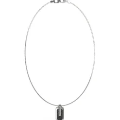 Guess Bijoux Collier Racer Tag Acier Rhodié, Fibre De Carbone Et Émail | Homme Colliers Et Pendentifs