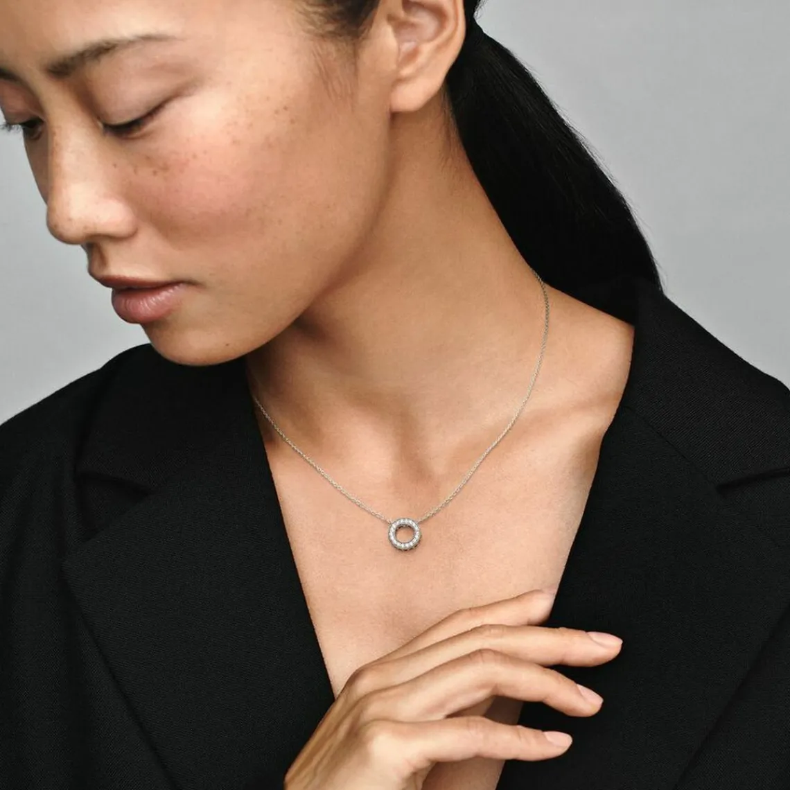 Pandora Collier Signature Cercle Pavé | Femme Collier Et Pendentif