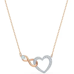 Swarovski Bijoux Collier Swarovski 5518865 - Collier or doré et argenté pendentif cœur infini Femme | Femme Collier Et Pendentif