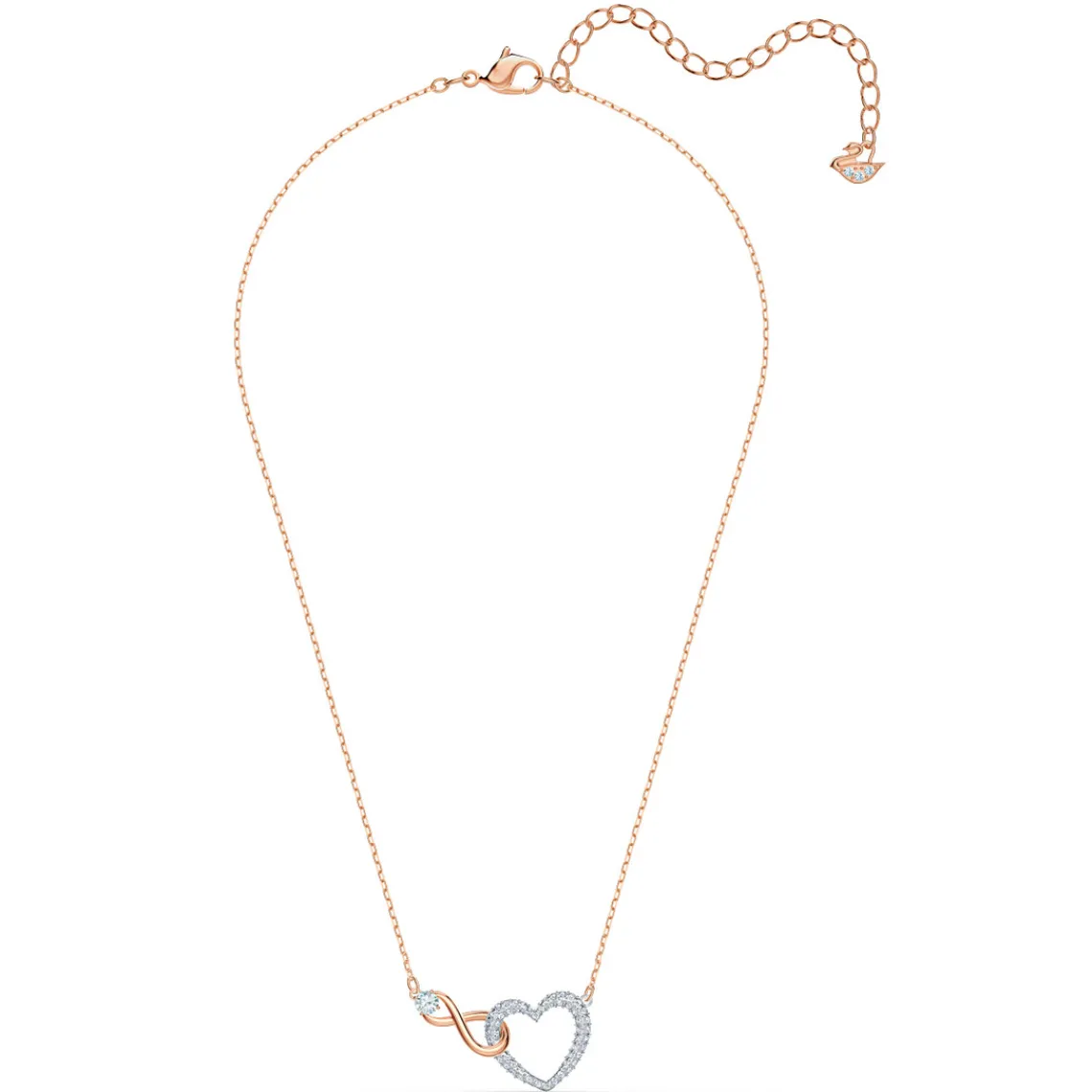 Swarovski Bijoux Collier Swarovski 5518865 - Collier or doré et argenté pendentif cœur infini Femme | Femme Collier Et Pendentif