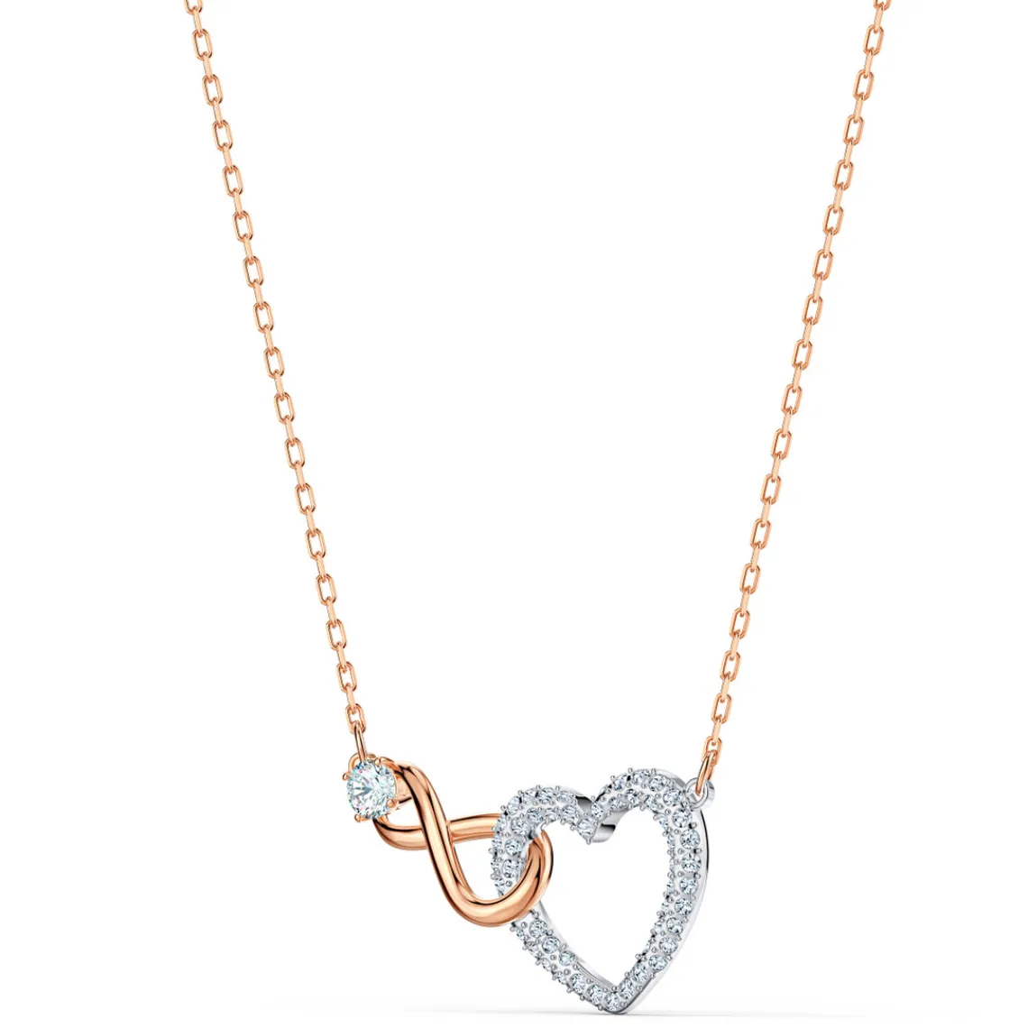 Swarovski Bijoux Collier Swarovski 5518865 - Collier or doré et argenté pendentif cœur infini Femme | Femme Collier Et Pendentif