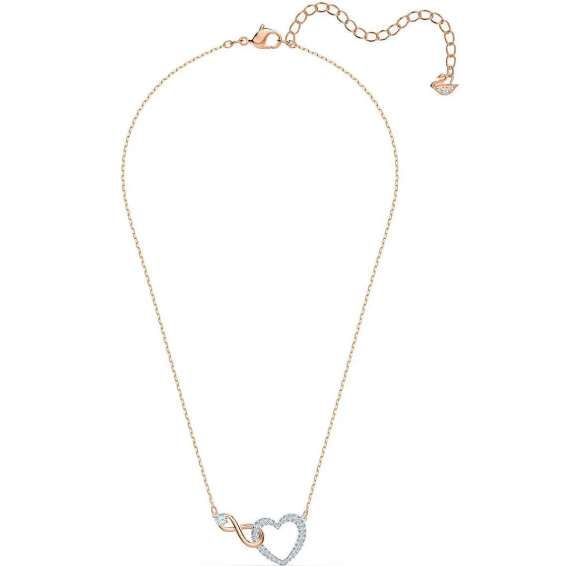 Swarovski Bijoux Collier Swarovski 5518865 - Collier or doré et argenté pendentif cœur infini Femme | Femme Collier Et Pendentif