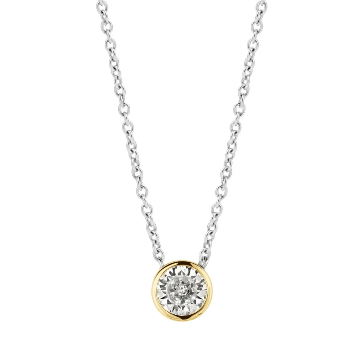 Ti Sento Collier Poolside reflections 3845ZY-42 - Collier Argent et oxyde de zirconium serti clos doré Femme | Femme Collier Et Pendentif