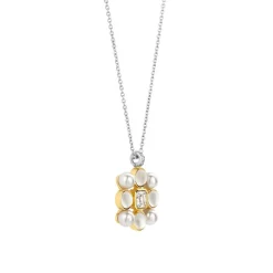 Ti Sento Collier - 34046YP Argent Doré Perles Synthétiques Et Oxyde De Zirconium Rond | Femme Collier Et Pendentif