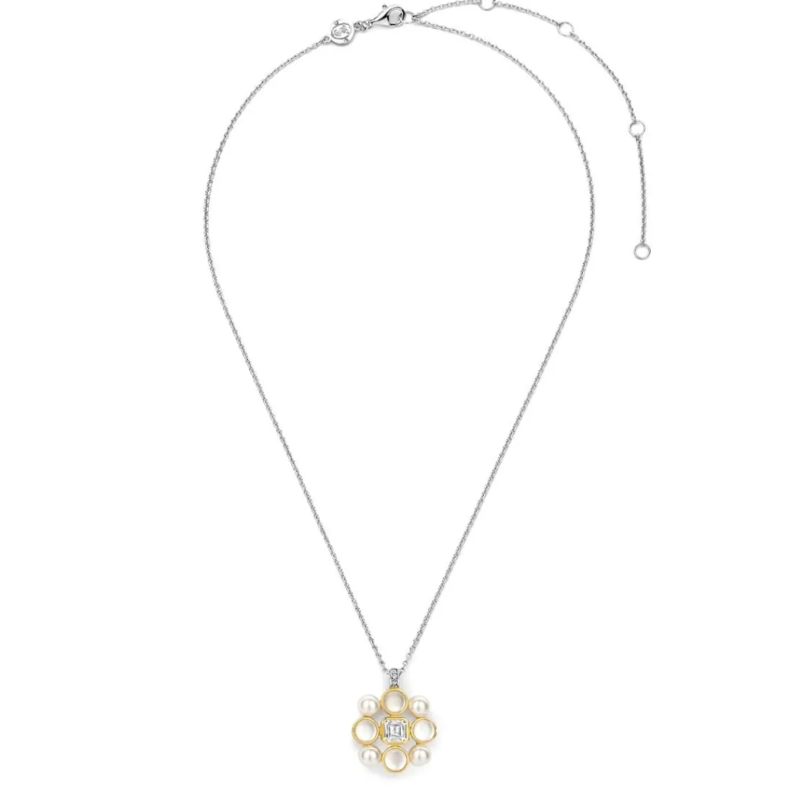 Ti Sento Collier - 34046YP Argent Doré Perles Synthétiques Et Oxyde De Zirconium Rond | Femme Collier Et Pendentif