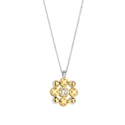Ti Sento Collier - 34046YP Argent Doré Perles Synthétiques Et Oxyde De Zirconium Rond | Femme Collier Et Pendentif
