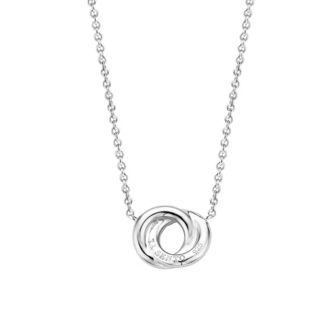 Ti Sento Collier 3915ZI - Collier Argent 2 Anneaux Entrelacés | Femme Collier Et Pendentif