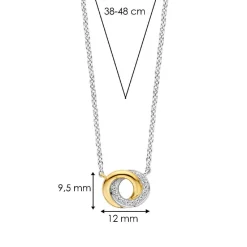 Ti Sento Collier - 3915ZY Argent Bicolore Deux Anneaux Entrelacés Et Pavé | Femme Collier Et Pendentif