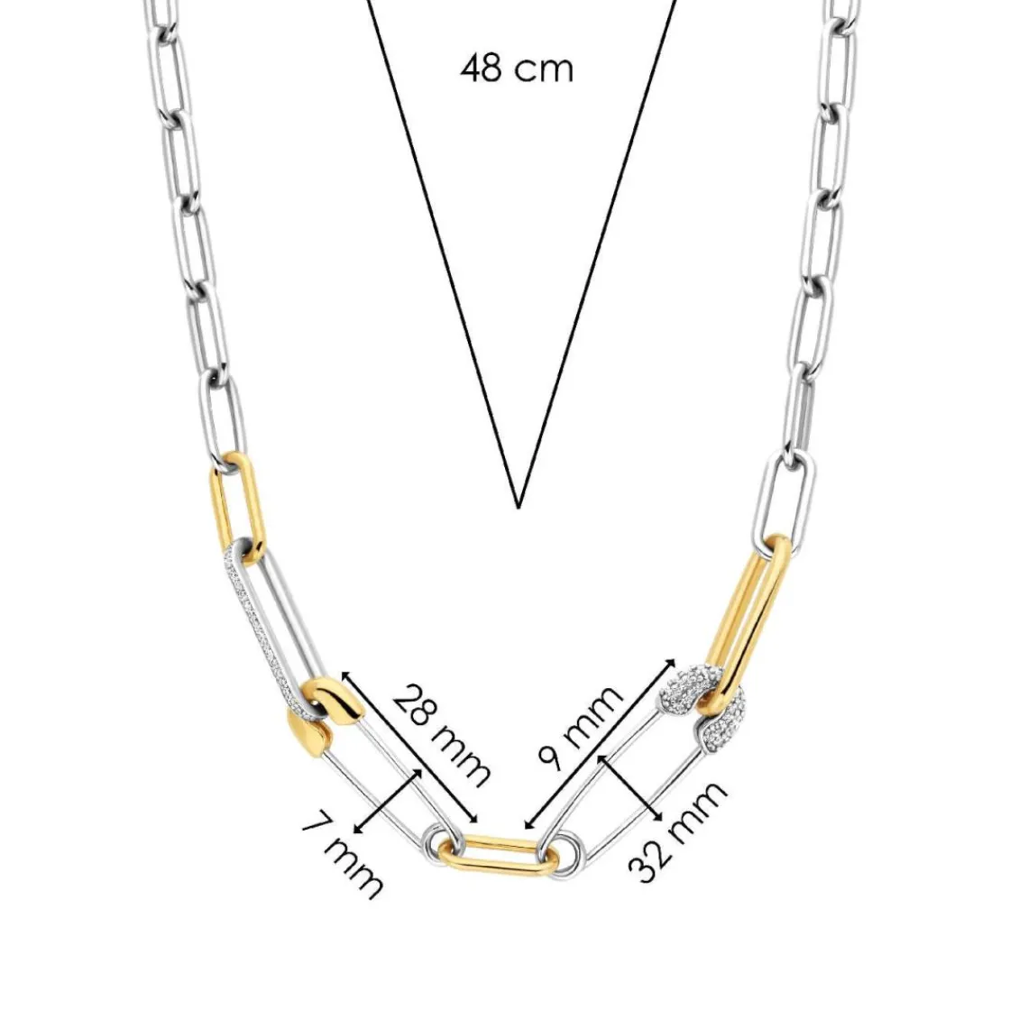 Ti Sento Collier - 34047ZY Argent Bicolore Épingles | Femme Collier Et Pendentif