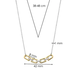 Ti Sento Collier - 34044ZY Argent Doré Liens Et Pavage | Femme Collier Et Pendentif