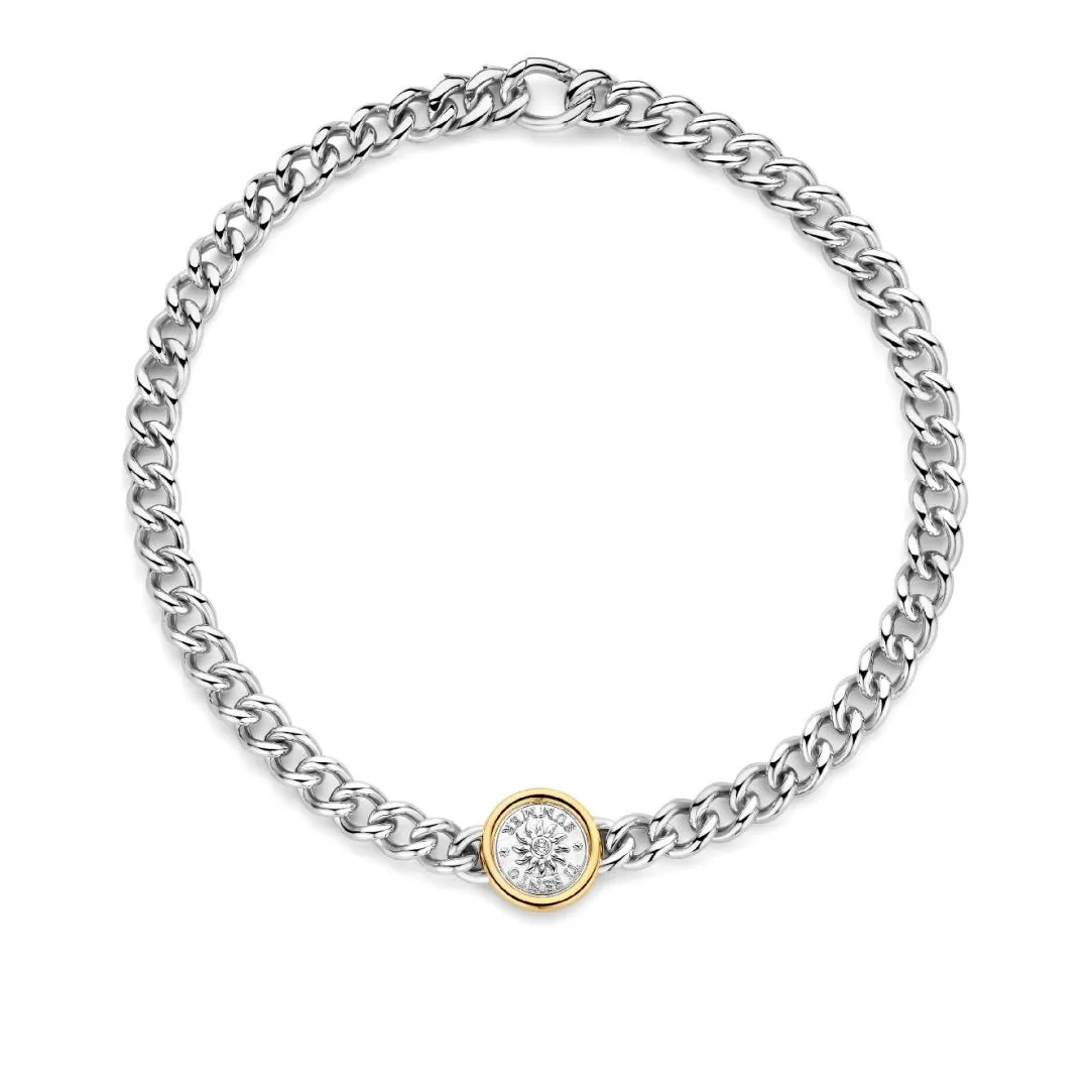Ti Sento Collier - 34051ZY Argent Rhodié Et Pièce Serti Doré | Femme Collier Et Pendentif