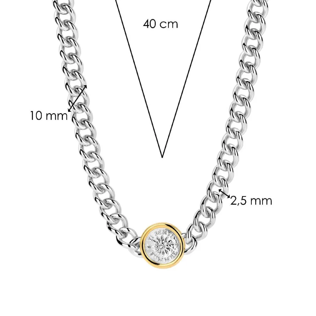 Ti Sento Collier - 34051ZY Argent Rhodié Et Pièce Serti Doré | Femme Collier Et Pendentif
