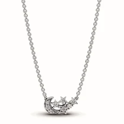 Pandora Collier Étoile et Lune Scintillantes | Femme Collier Et Pendentif