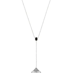 Kosma Paris Collier Y Arielle Argenté & Onyx Noir | Femme Collier Et Pendentif