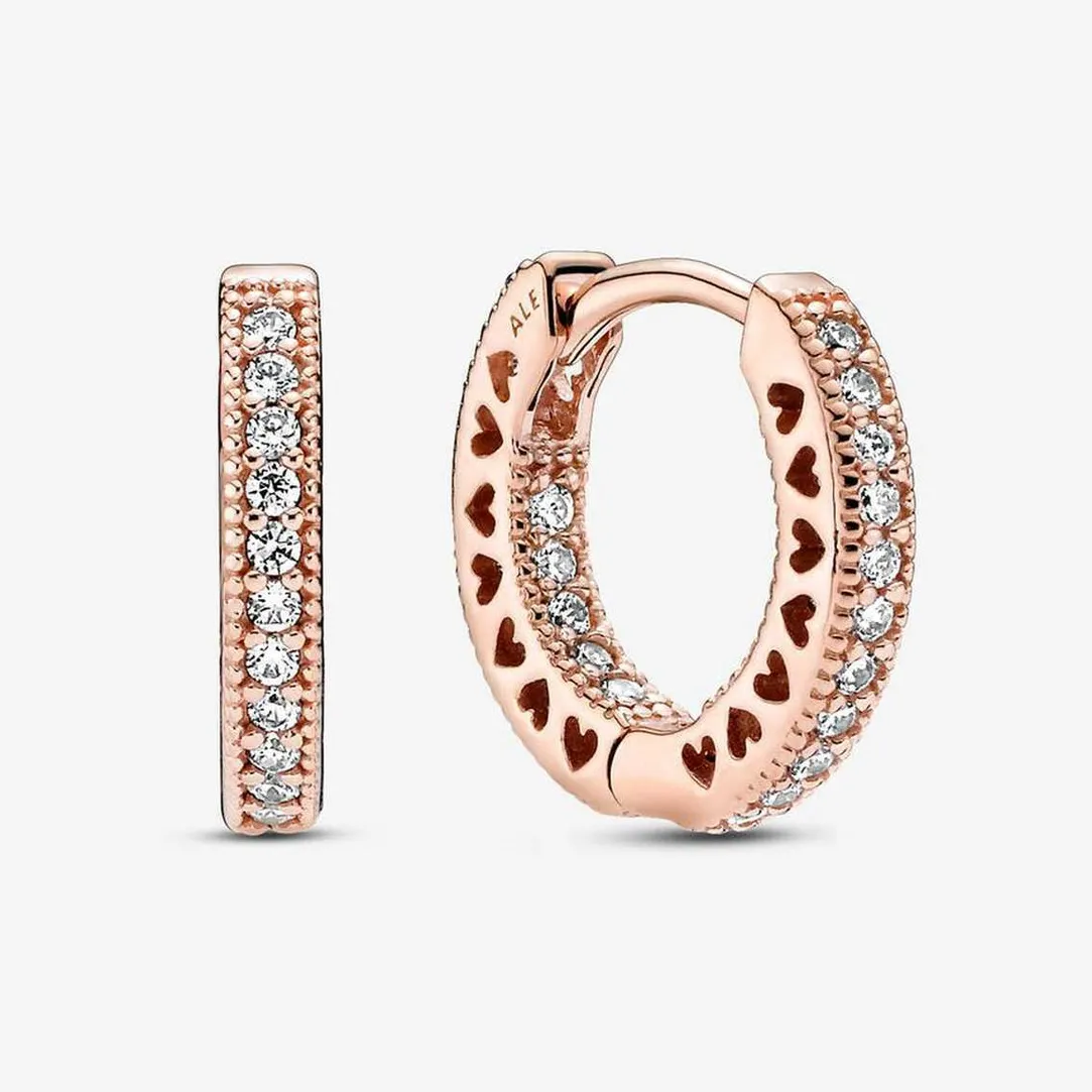 Pandora Créoles Cœur Pavé Signature | Femme Boucles D'Oreilles