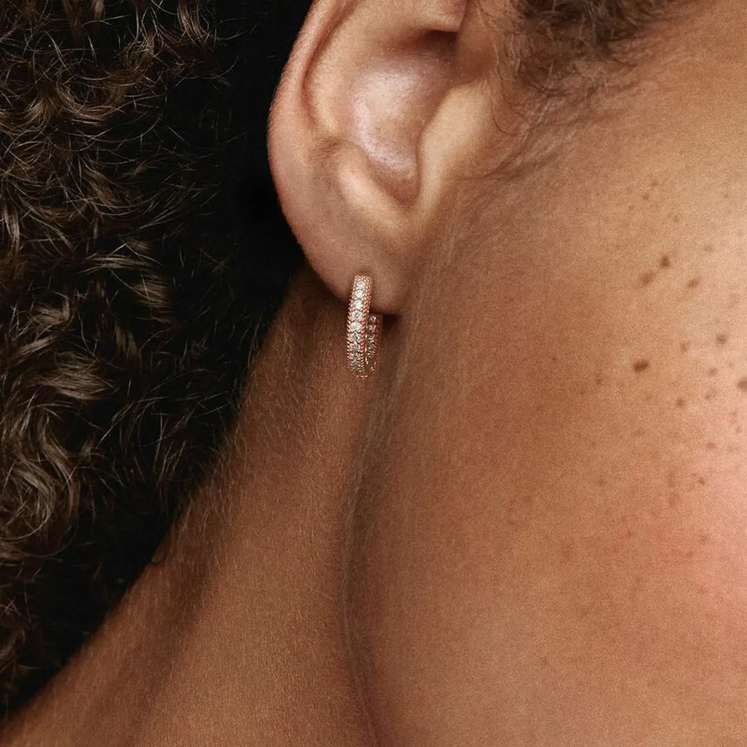 Pandora Créoles Cœur Pavé Signature | Femme Boucles D'Oreilles