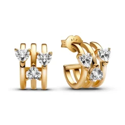 Pandora Créoles Cœurs Triples | Femme Boucles D'Oreilles