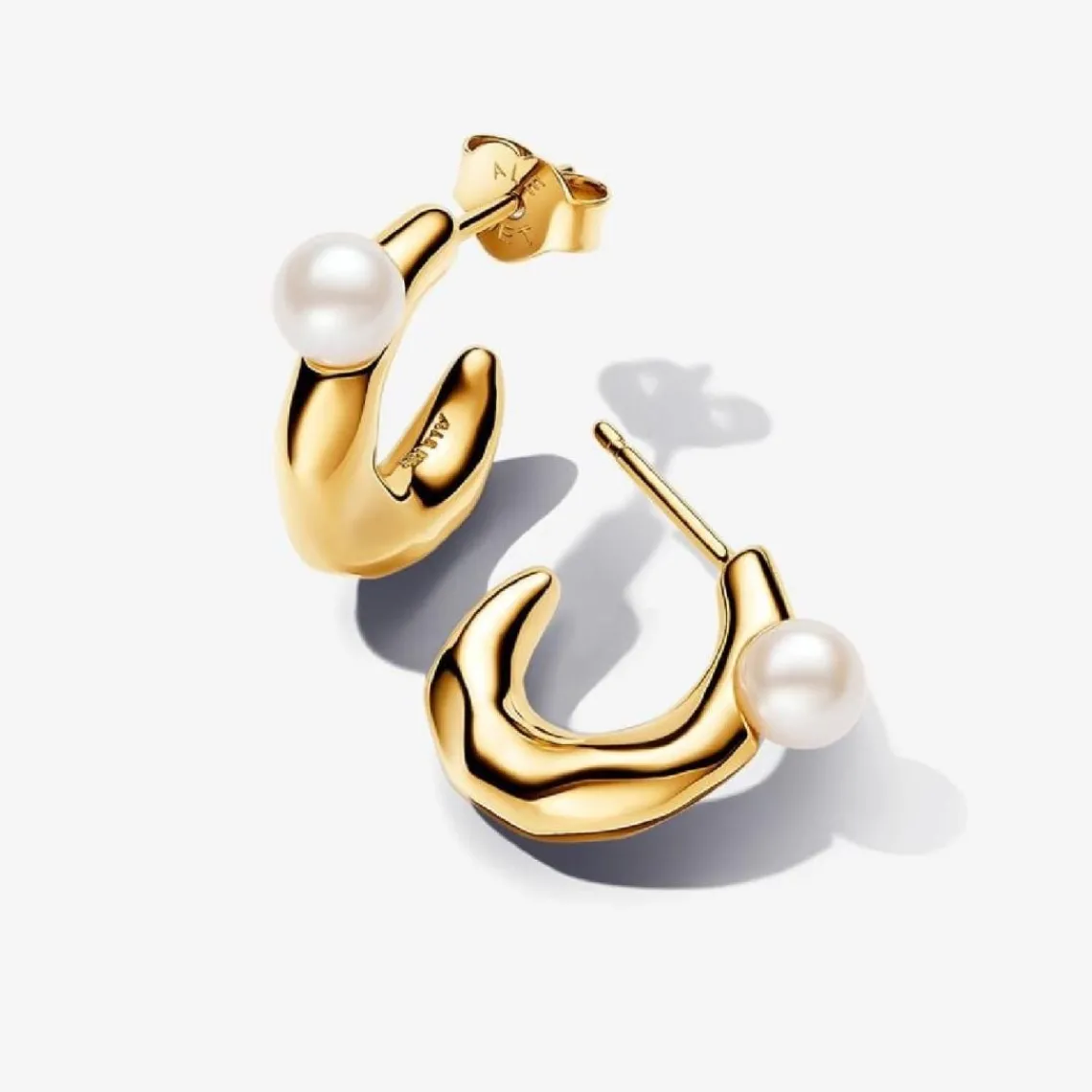 Pandora Créoles de Forme Organique et Perle de Culture | Femme Boucles D'Oreilles