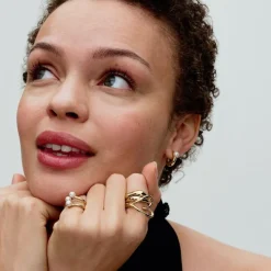 Pandora Créoles de Forme Organique et Perle de Culture | Femme Boucles D'Oreilles