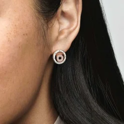 Pandora Créoles Doubles Scintillantes | Femme Boucles D'Oreilles