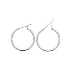 Maison de la Bijouterie Créoles femme argent rhodié 2 mm - WUUY0 | Femme Boucles D'Oreilles