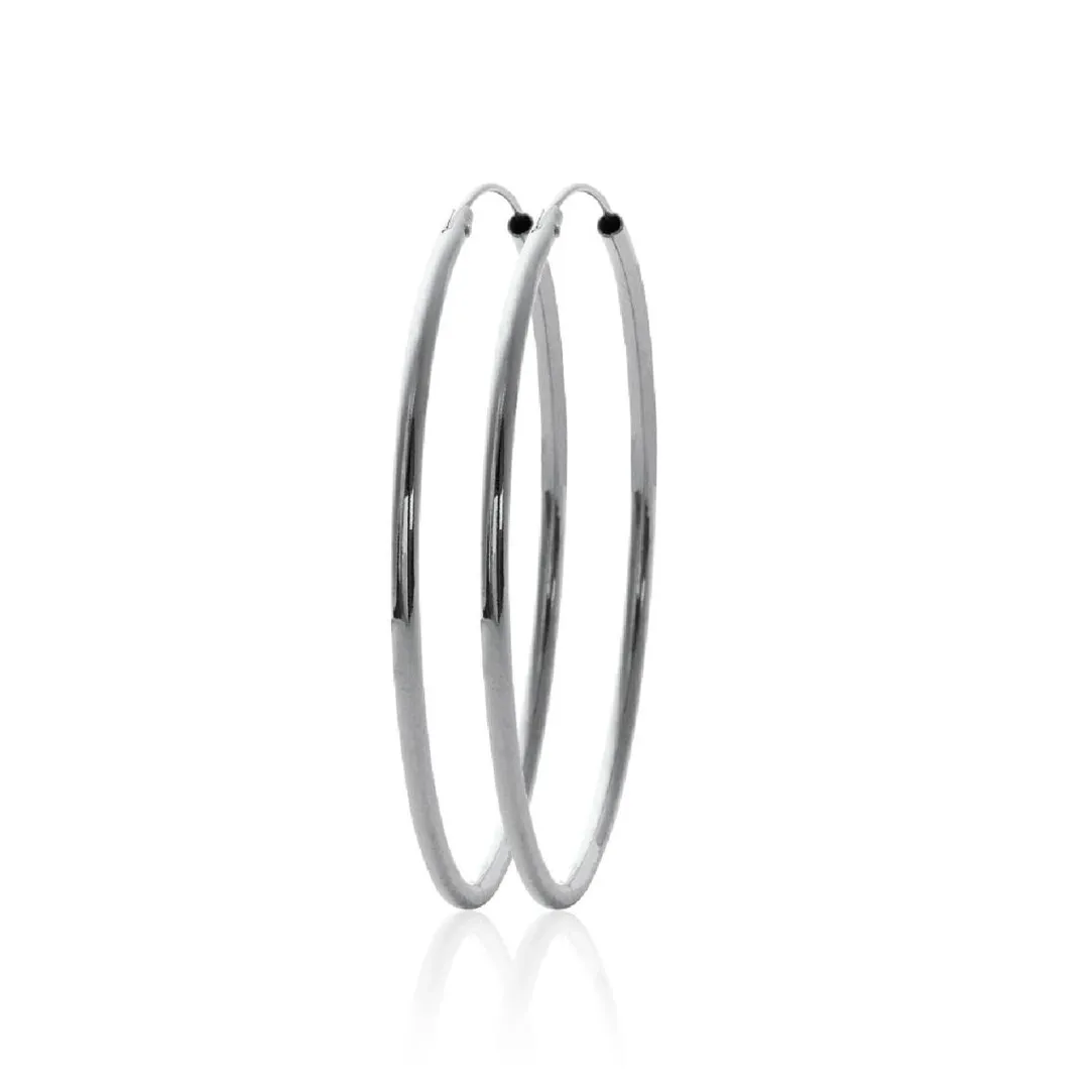 Maison de la Bijouterie Créoles femme argent rhodié 5 mm - W0YY50 | Femme Boucles D'Oreilles