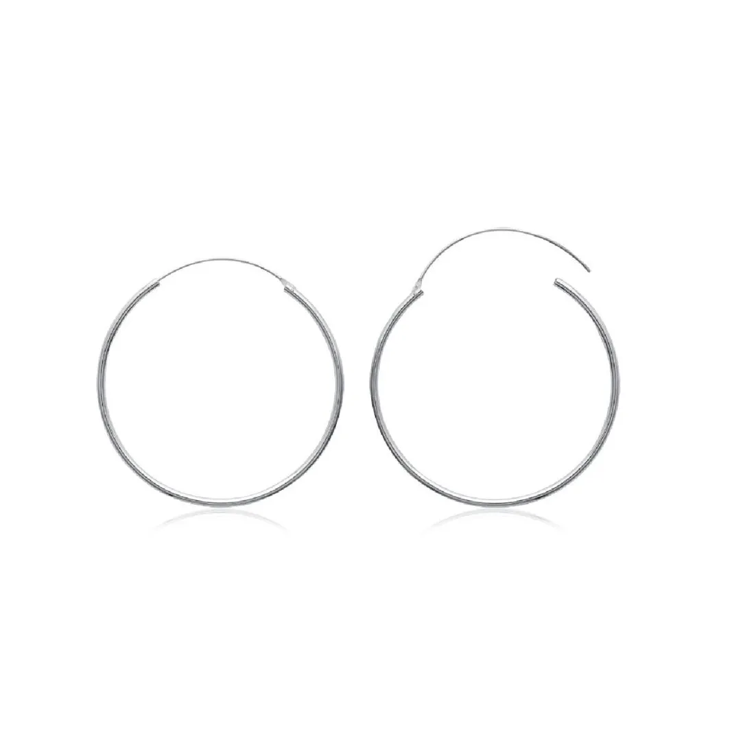 Maison de la Bijouterie Créoles femme argent rhodié 5 mm - W0YY50 | Femme Boucles D'Oreilles