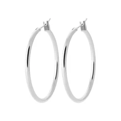 Maison de la Bijouterie Créoles femme argent rhodié 3 mm - WUU30 | Femme Boucles D'Oreilles