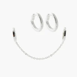 Balaboosté Créoles Femme Avec Chaine - 3502456533561 Métal Argent | Femme Boucles D'Oreilles