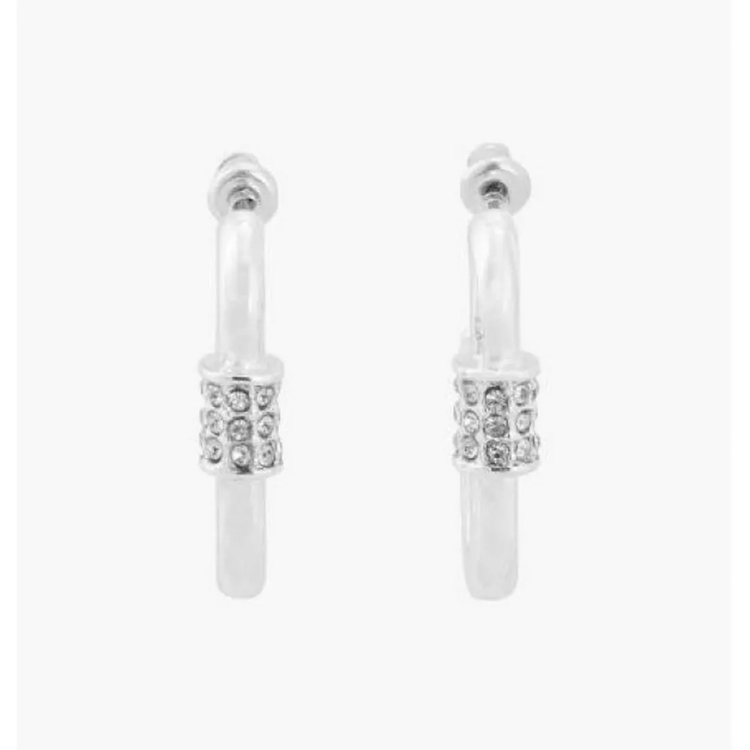 Balaboosté Créoles Femme Effet Locket Avec Strass - 3502456533462 Métal Argent | Femme Boucles D'Oreilles