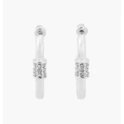 Balaboosté Créoles Femme Effet Locket Avec Strass - 3502456533462 Métal Argent | Femme Boucles D'Oreilles