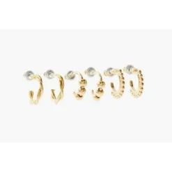 Balaboosté Créoles Femme Set De 3 Mini Diff Effets - 3502456299375 Métal Doré | Femme Boucles D'Oreilles