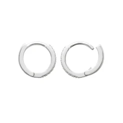 Maison de la Bijouterie Créoles femme femme argent rhodié blanc serti griffe 11 mm classiques - Z634ZZ0 | Femme Boucles D'Oreilles