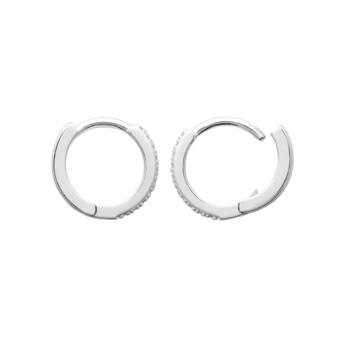 Maison de la Bijouterie Créoles femme femme argent rhodié blanc serti griffe 11 mm classiques - Z634ZZ0 | Femme Boucles D'Oreilles